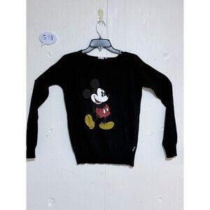 Disneyland Paris Mickey Mouse Rhinestone Cotton Wool Blend Sweater Black Medium